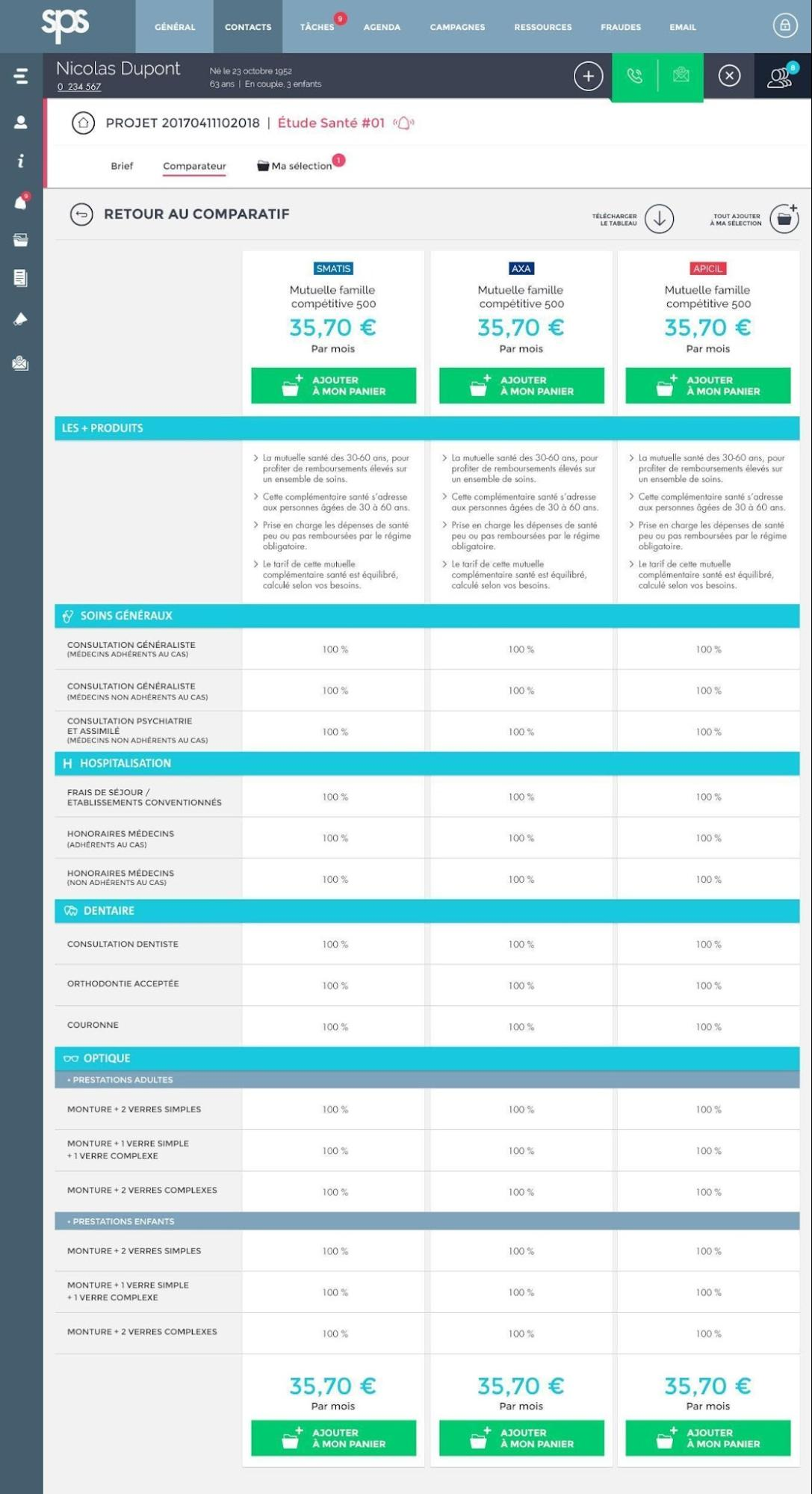Comparaison des produits